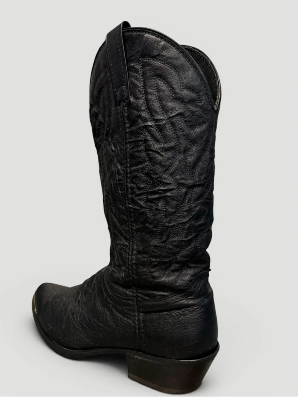 Laredo Black Leather Western Cowboy Boots Sterling Silver Tip Size 10D
